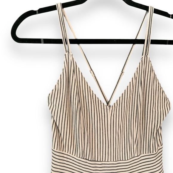 American Eagle Outfitters Pants - American Eagle Outfitters Cream Black Pinstripe Strappy Wide Leg Jumpsuit Small